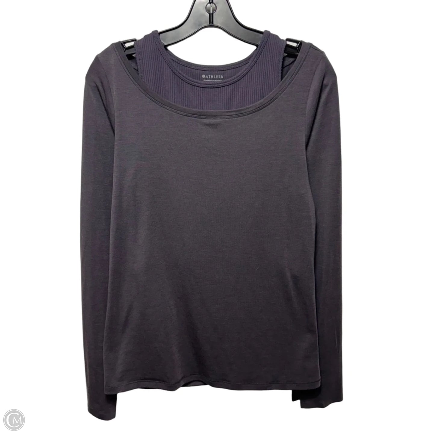 Layered Athletic Top Long Sleeve Crewneck By Athleta In Grey, Size: S