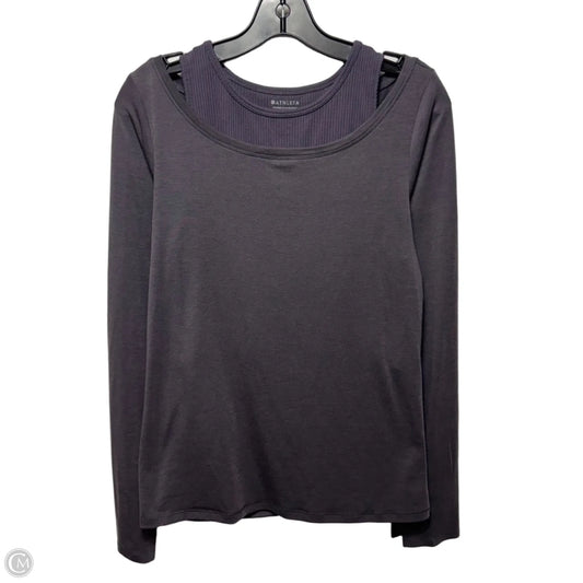 Layered Athletic Top Long Sleeve Crewneck By Athleta In Grey, Size: S