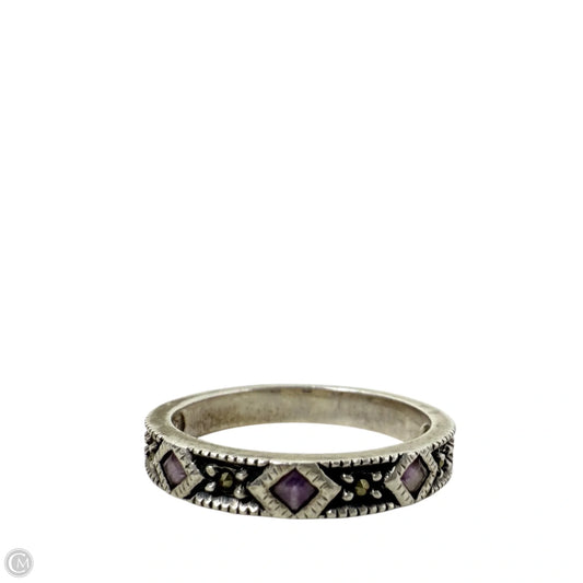 Vintage Marcasite, Sterling Silver & Amethyst Band Ring By Judith Jack, Size: 7