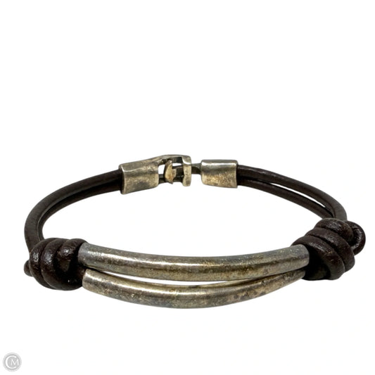 Double Strand Leather & Silver Plated Bracelet By Uno De 50