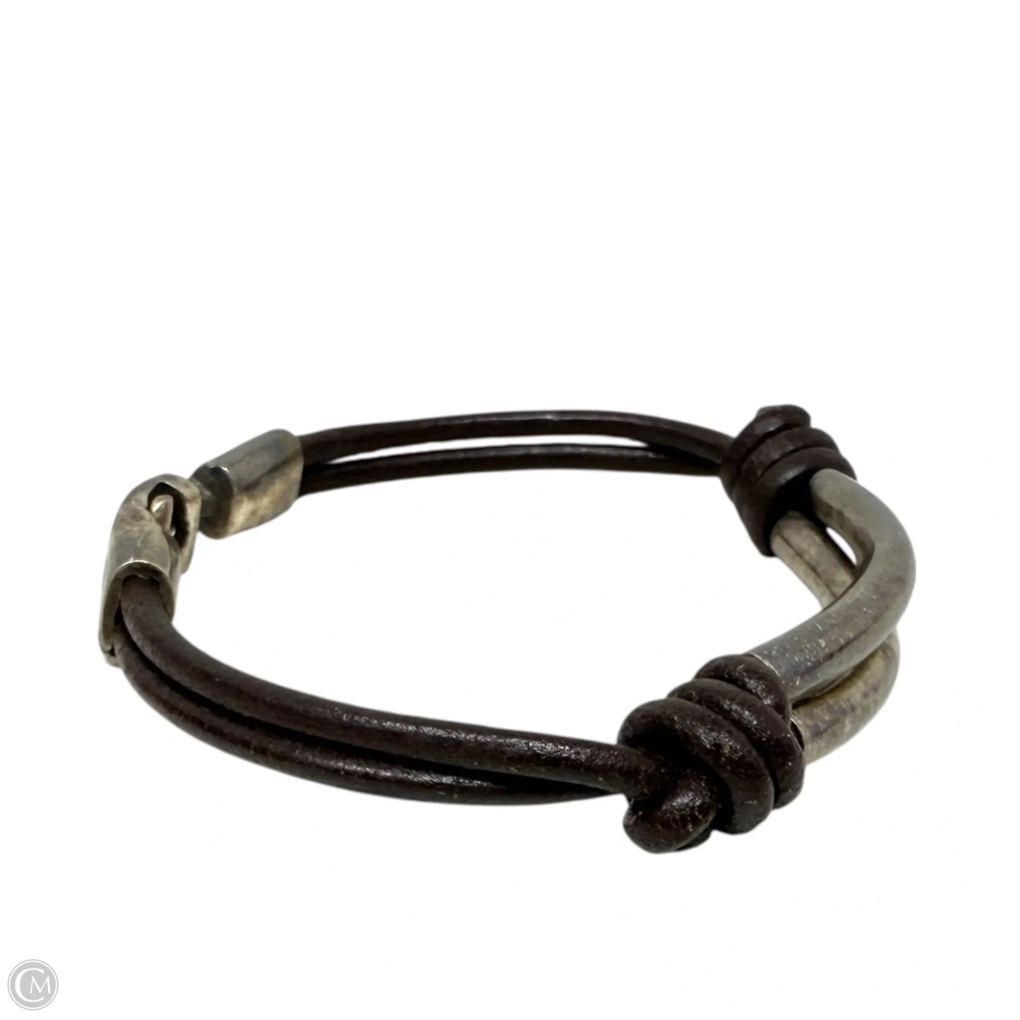 Double Strand Leather & Silver Plated Bracelet By Uno De 50