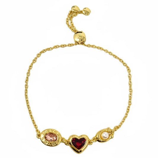 Signature Stone And Heart Charm Slider Bracelet Designer By Coach