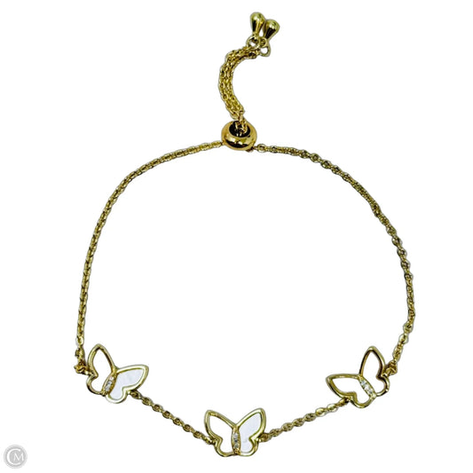 Gold Tone, Mother Of Pearl & CZ Butterfly Slider Bracelet