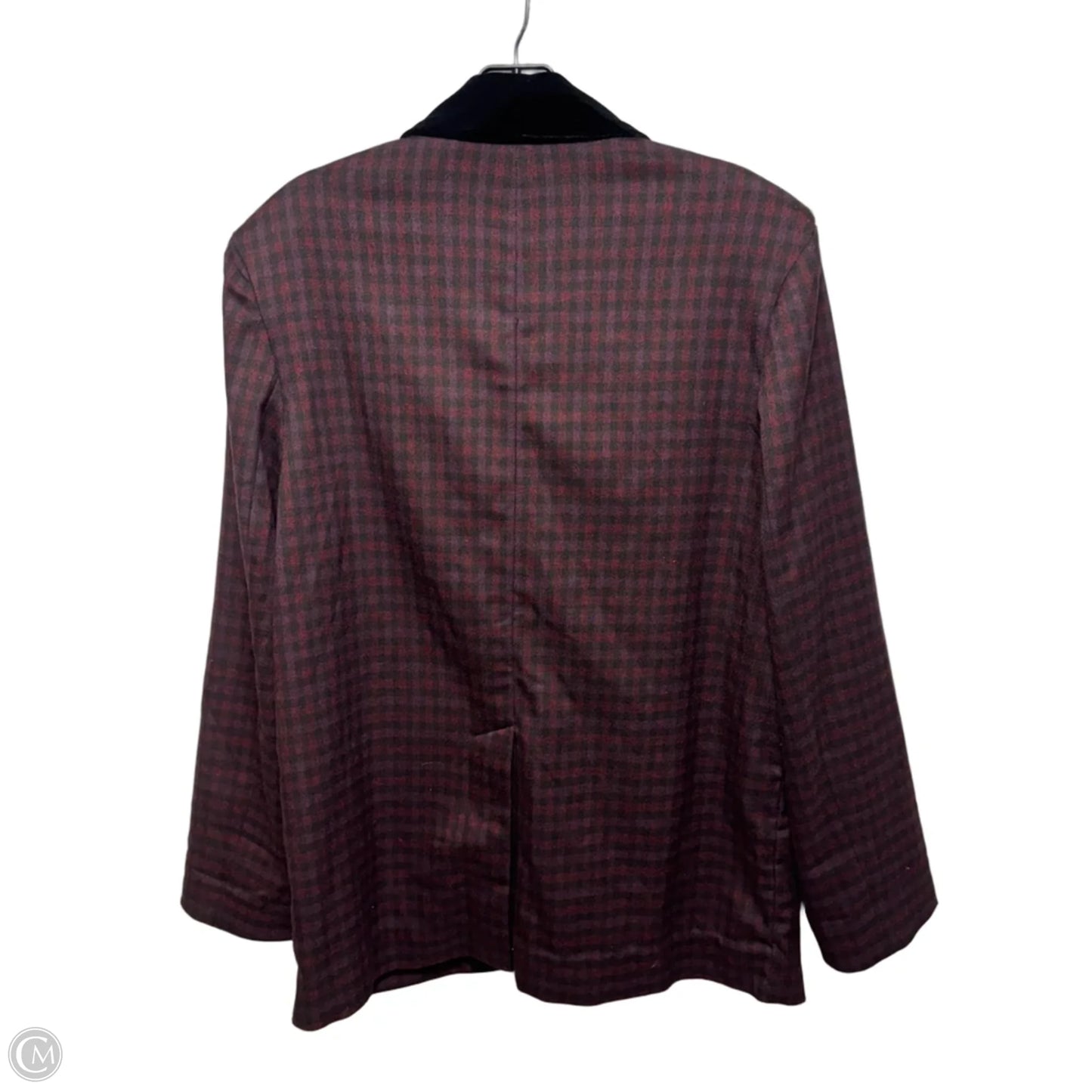Velvet-Trimmed Plaid Blazer By Free People In Plaid Pattern, Size: Xs