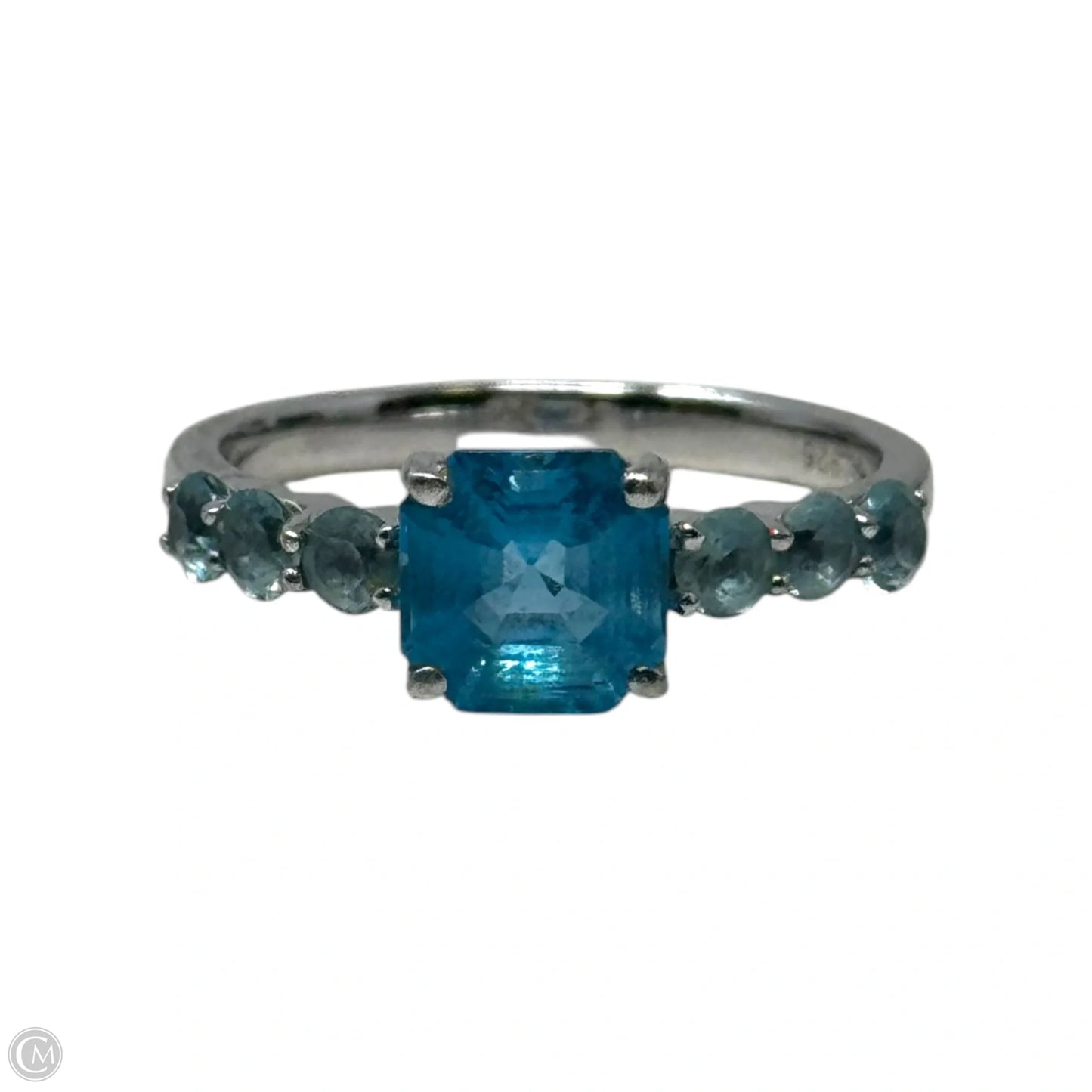 Blue Gem Ring Sterling Silver, Size: 8