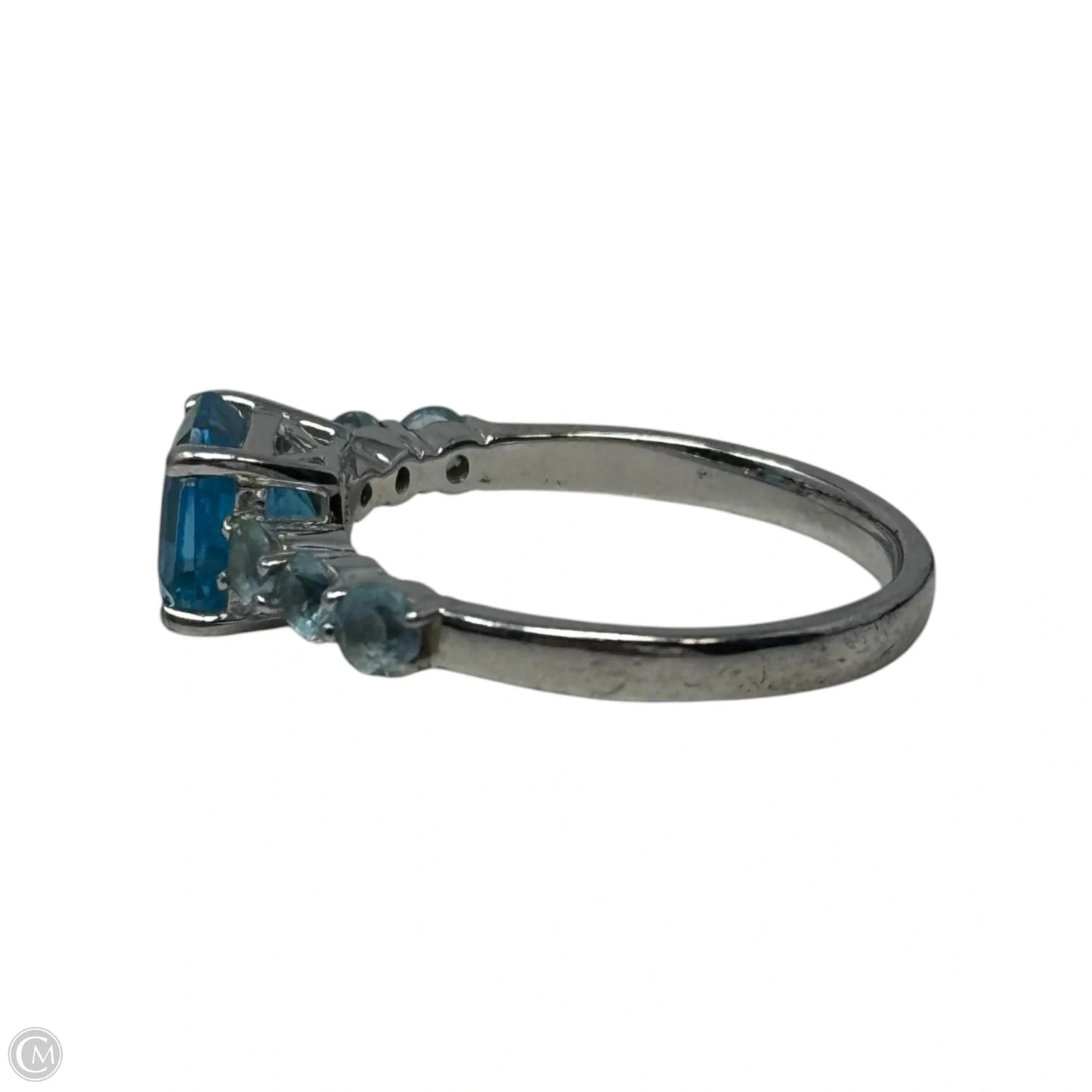 Blue Gem Ring Sterling Silver, Size: 8