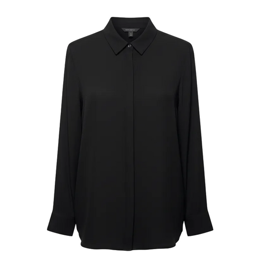 Silk Top Long Sleeve By Banana Republic In Black, Size: M