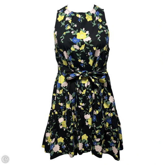 Floral Poplin Belted Flounce Hem Dress By Pearl by Lela Rose In Floral Print, Size: L