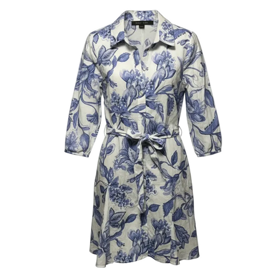 Belted Shirt Dress By Cynthia Steffe In Blue & White, Size: M