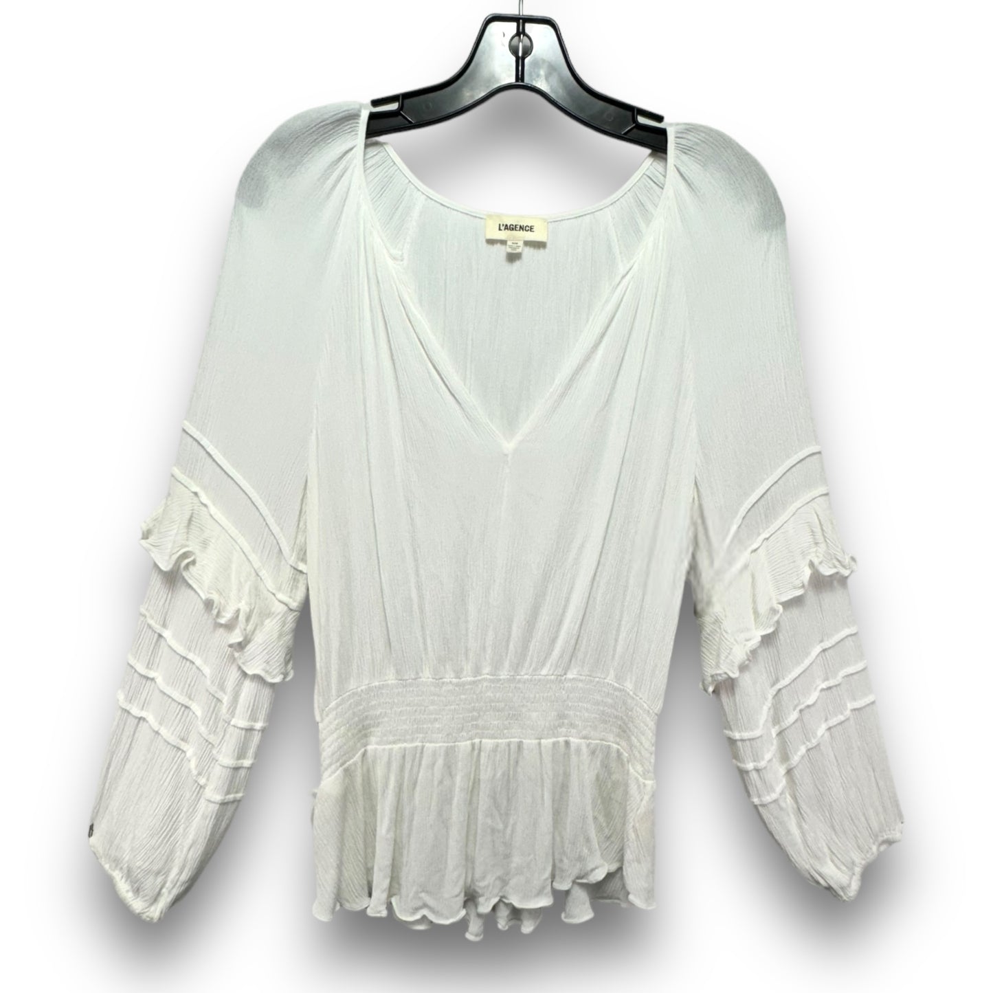 V-Neck Brigitta Blouse By L’Agence In White, Size: M