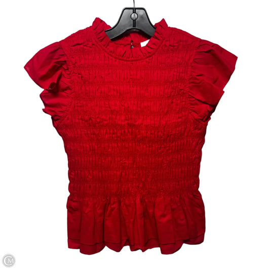 Smocked Top Short Sleeve By Sugar Lips In Red, Size: M