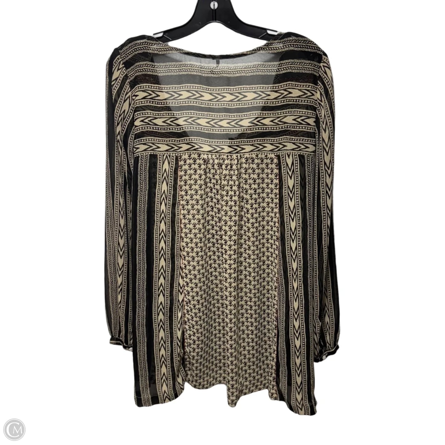 Feather in the Wind beaded tunic top Long Sleeve By Free People In Black & Cream, Size: S