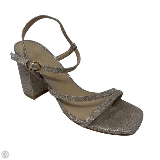 Glitter Block Heel Sandals Designer By Stuart Weitzman In Gold, Size: 8