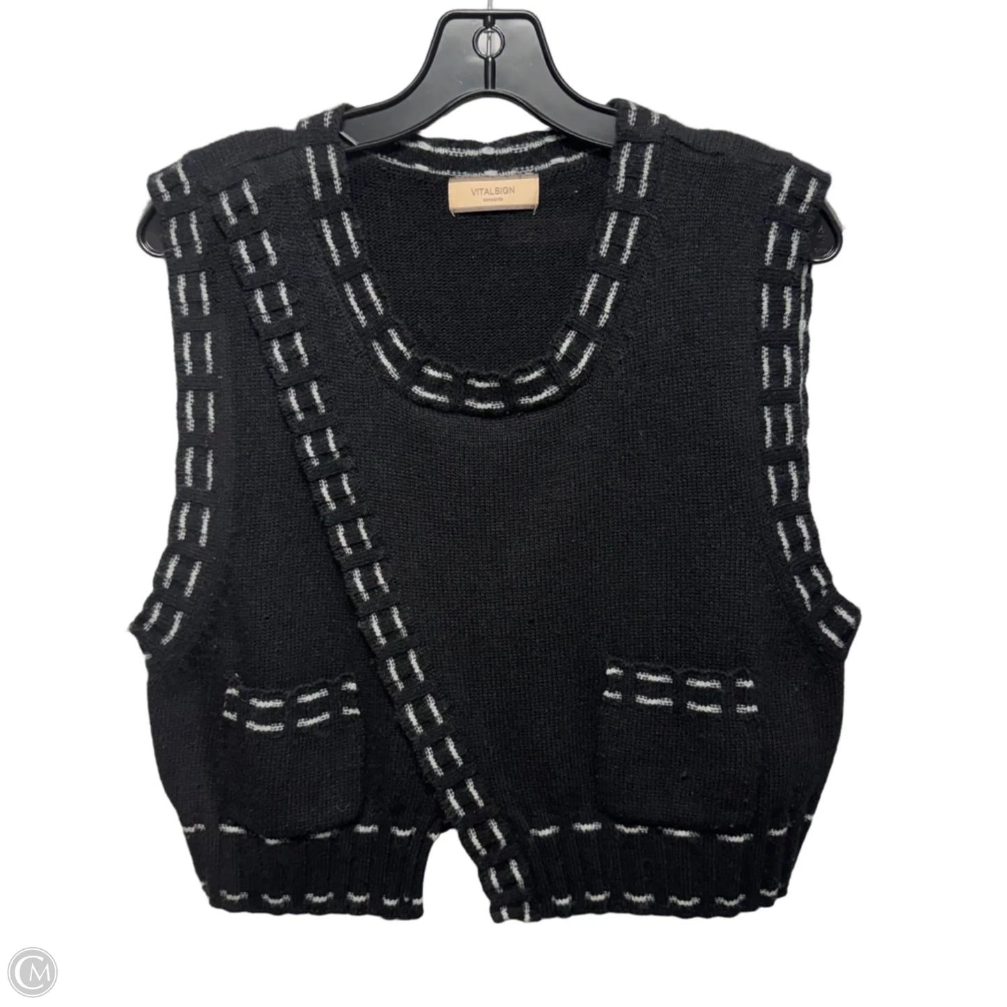 Wool Blend Vest Sweater By VitalSign In Black, Size: S (estimated)