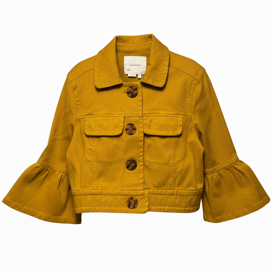 Nora Flounce Sleeve Jacket By Anthropologie In Yellow, Size: MP