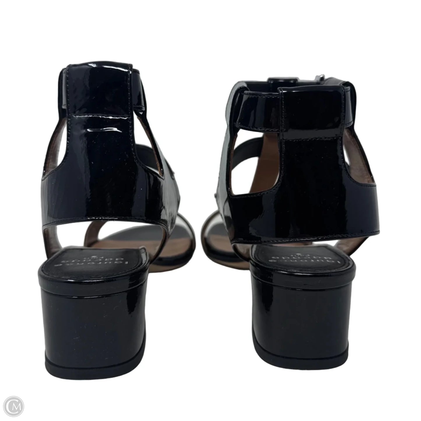 Patent Buckle Sandals Heels Block By Lauren Dacade In Black, Size: 7.5 (37.5)