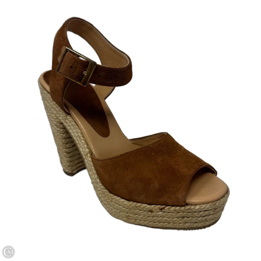 Suede Espadrille Block Heel Sandals By Andre Assous In Tan, Size: 7.5 (38)