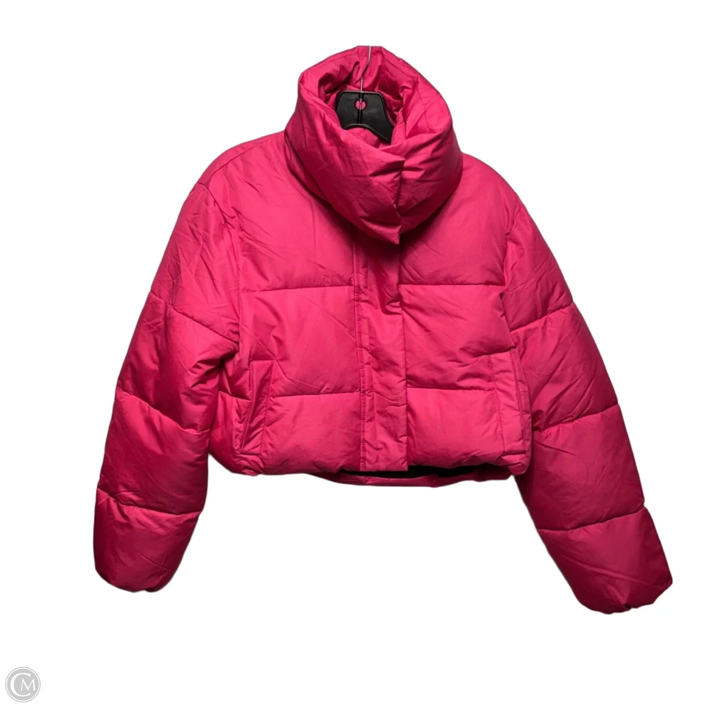 Phaedra Cropped Puffer Jacket By Unreal Fur In Pink, Size: M