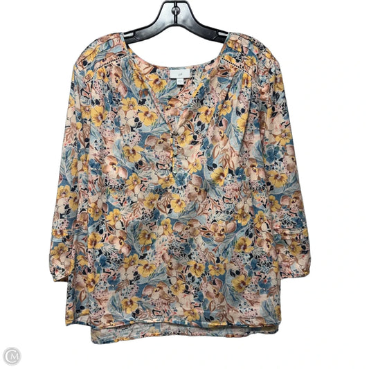 Top Long Sleeve By J. Jill In Floral Print, Size: Xl