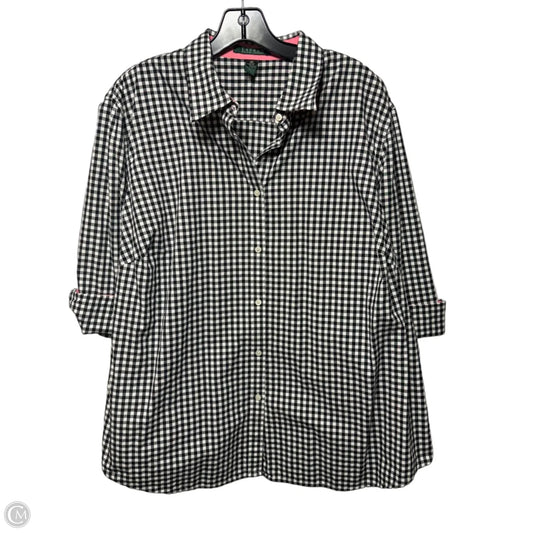 Top 3/4 Sleeve By Lauren By Ralph Lauren In Checkered Pattern, Size: 2x