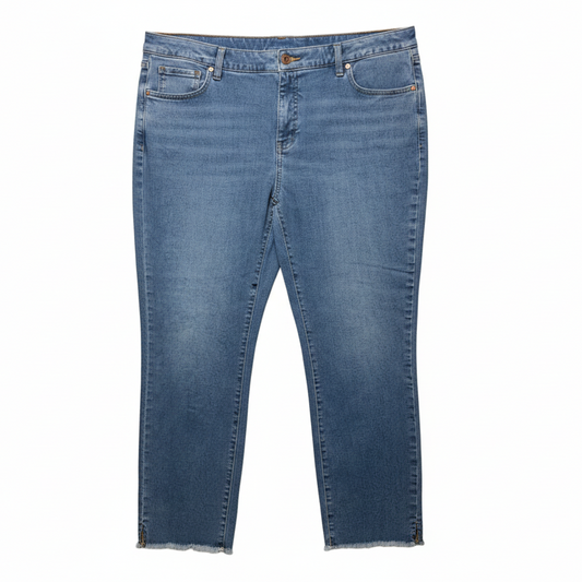 Slim Ankle Jeans Straight By Talbots In Blue Denim, Size: 18