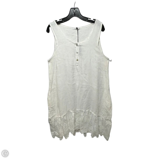 Linen Blend Dress Casual Midi By made in italy In White, Size: Osfm