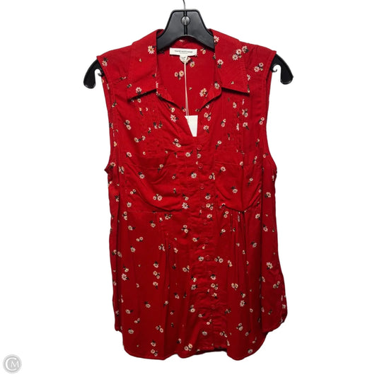 Top Sleeveless By Beachlunchlounge In Red Daisies, Size: S