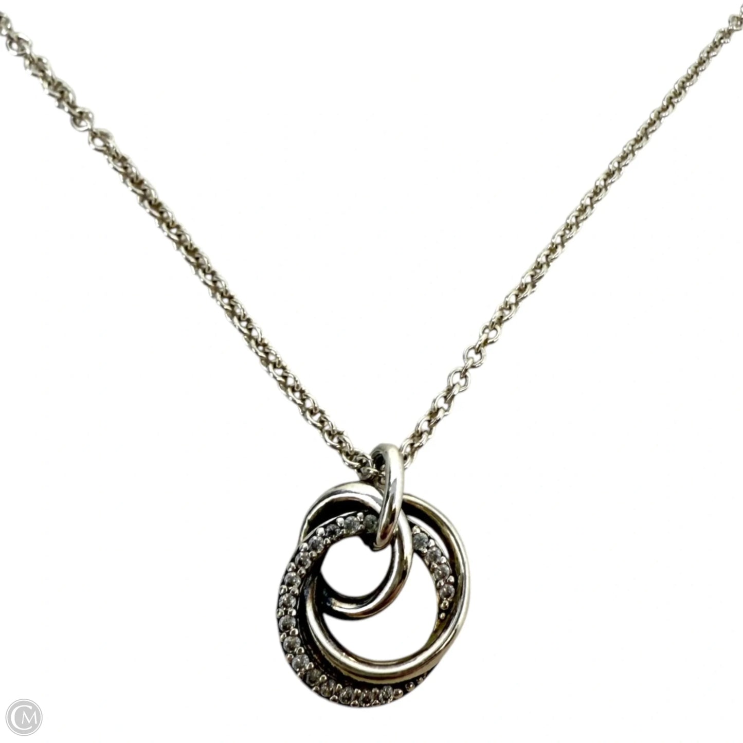 Family Always Encircled Sparkling Cubic Zirconia Pave Pendant Necklace In Sterling Silver By Pandora