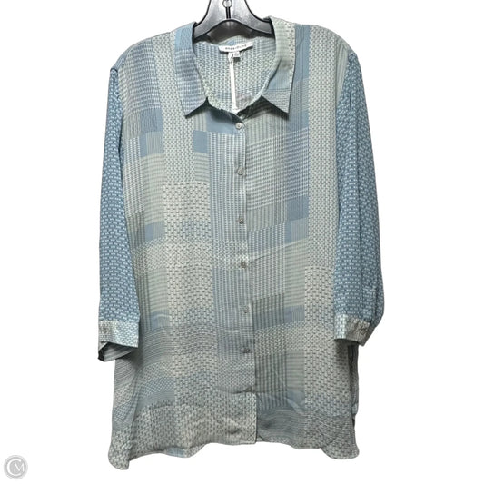 Top 3/4 Sleeve By Rose And Olive In Blue & Cream, Size: 3x