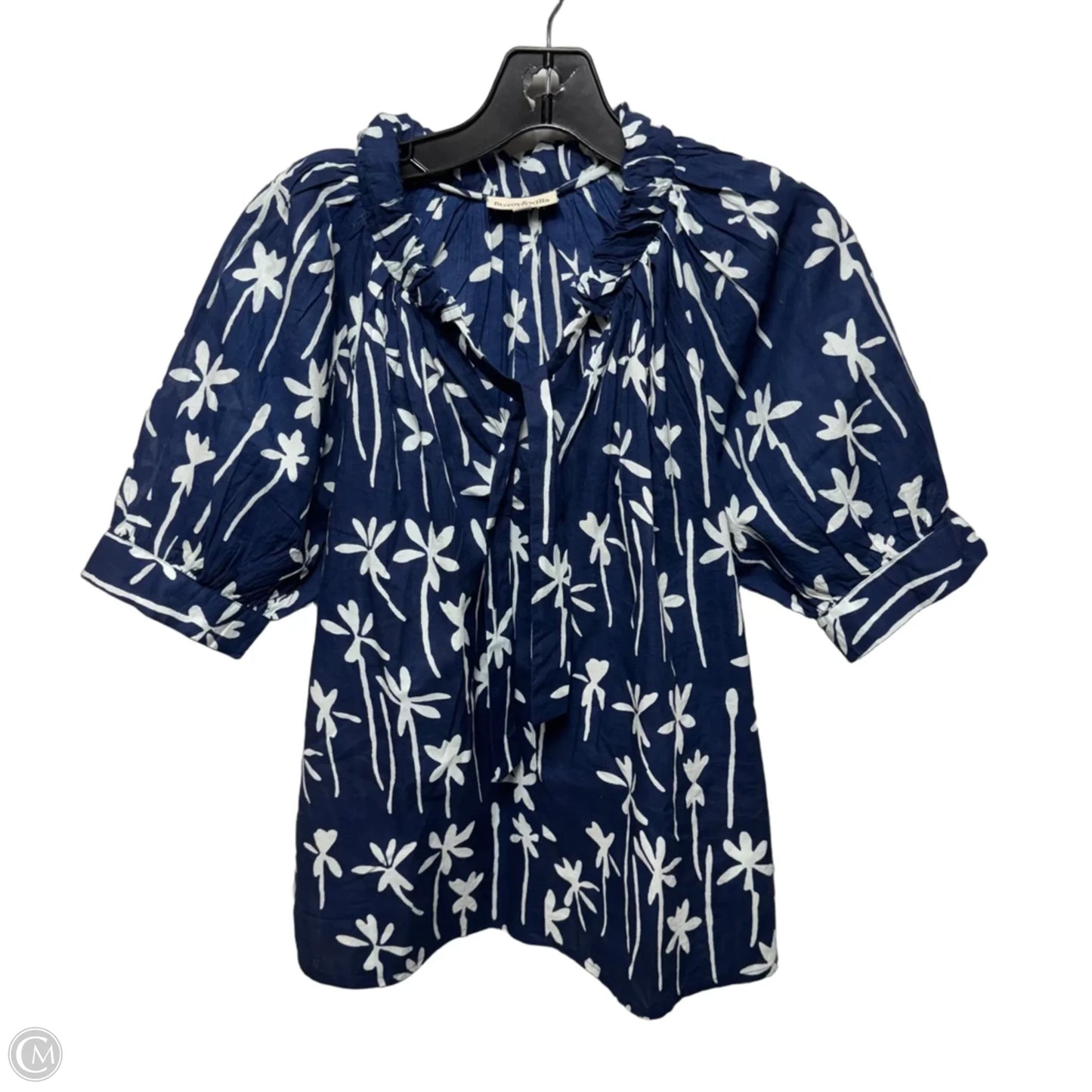 Pam Short Sleeve Top By Fitzroy & Willa In Blue & White, Size: XS
