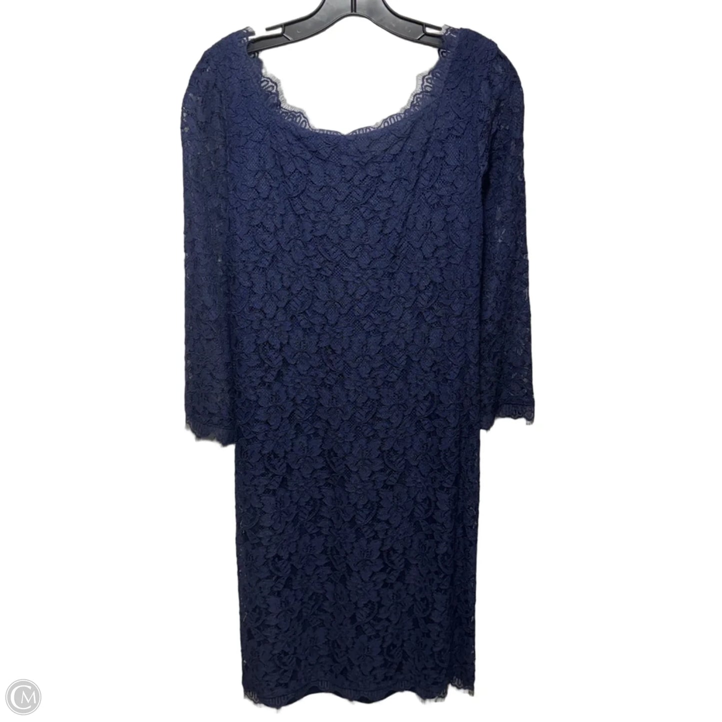 Lace Midi Dress Designer By Diane Von Furstenberg In Navy, Size: 12