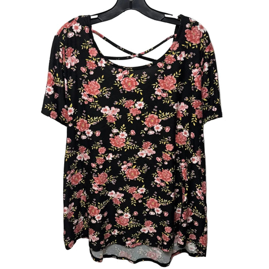 Top Short Sleeve By Planet Gold In Floral Print, Size: 3x