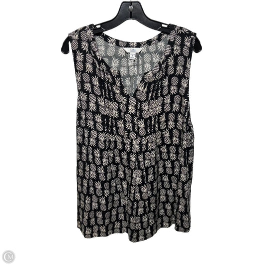 Pineapple Top Sleeveless By Croft And Barrow In Black & Cream, Size: 1x