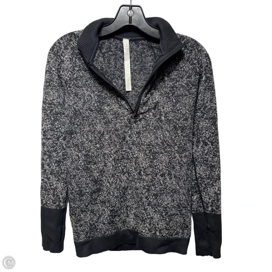 Athletic Top Long Sleeve Collar By Lululemon In Black & Grey, Size: 6