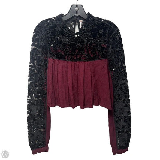 Top Long Sleeve By Free People In Black & Red, Size: 10