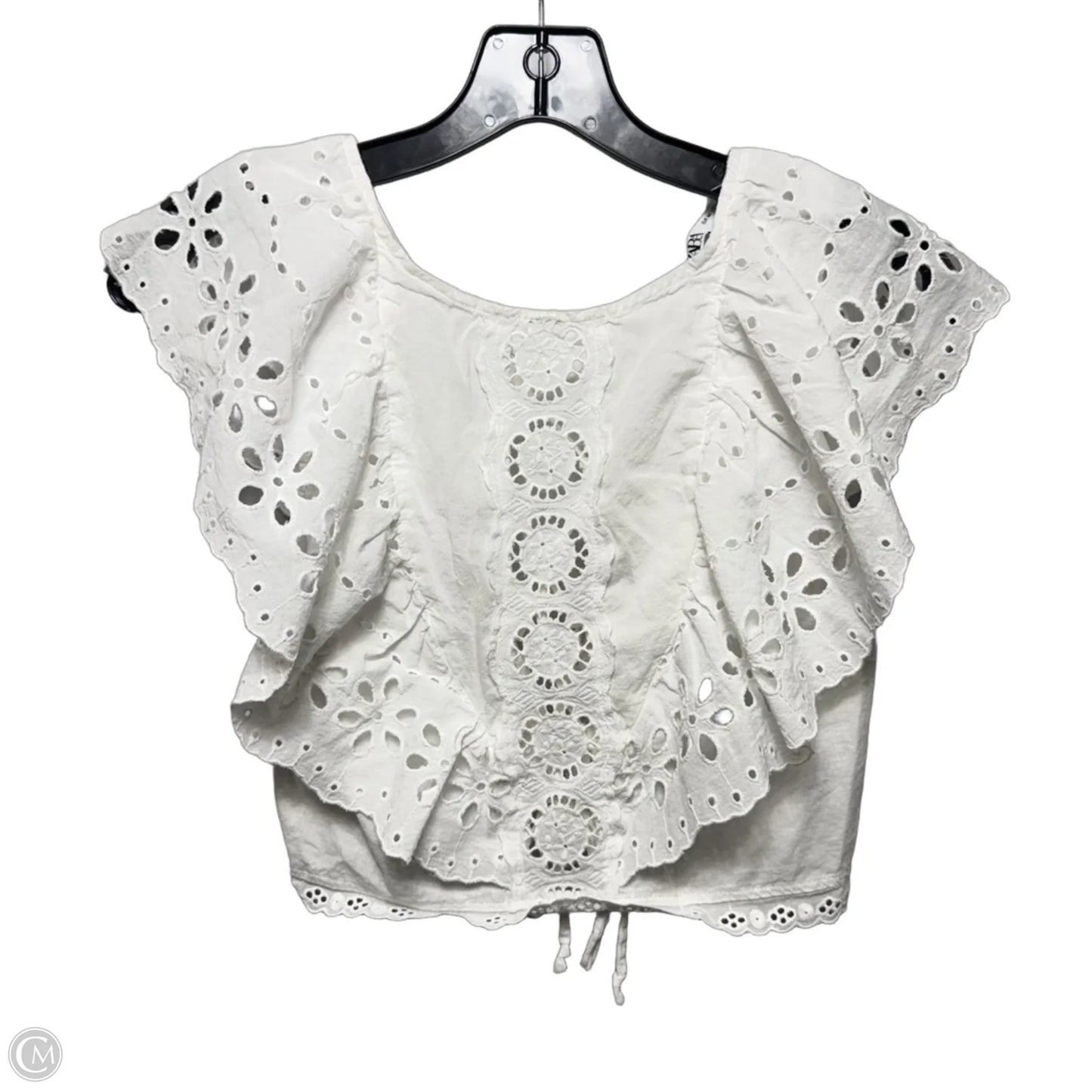 Eyelet Top Sleeveless By Zara In White, Size: M