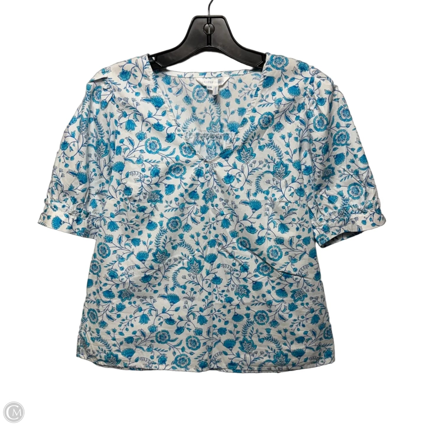 Top Short Sleeve By Draper James In Blue & White, Size: XS