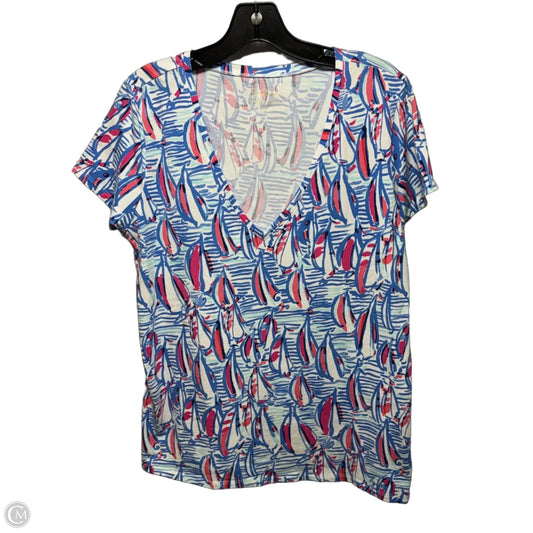 Top Short Sleeve Designer By Lilly Pulitzer In Nautical Print, Size: Xl