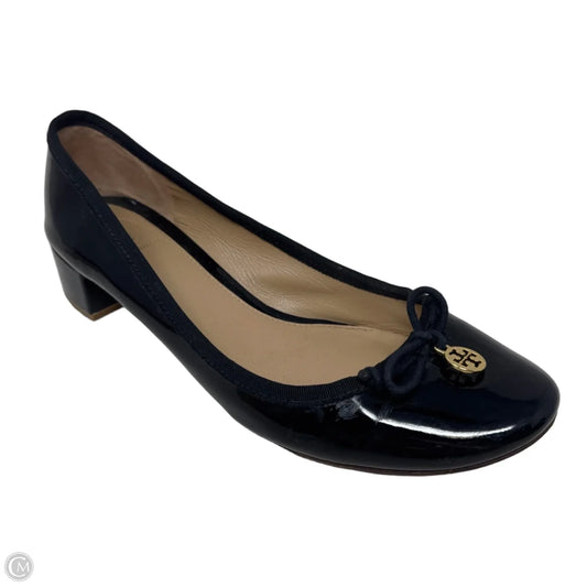 Chelsea Patent Leather Block-Heel Pumps Designer By Tory Burch In Black, Size: 8