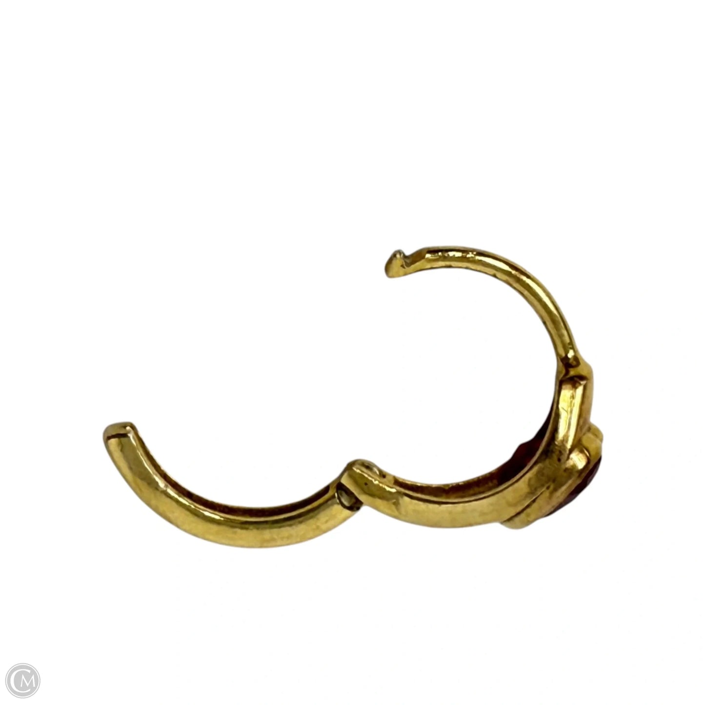 India Gold Over Sterling Silver & Faceted Ruby Heart Huggie Hoop Earrings