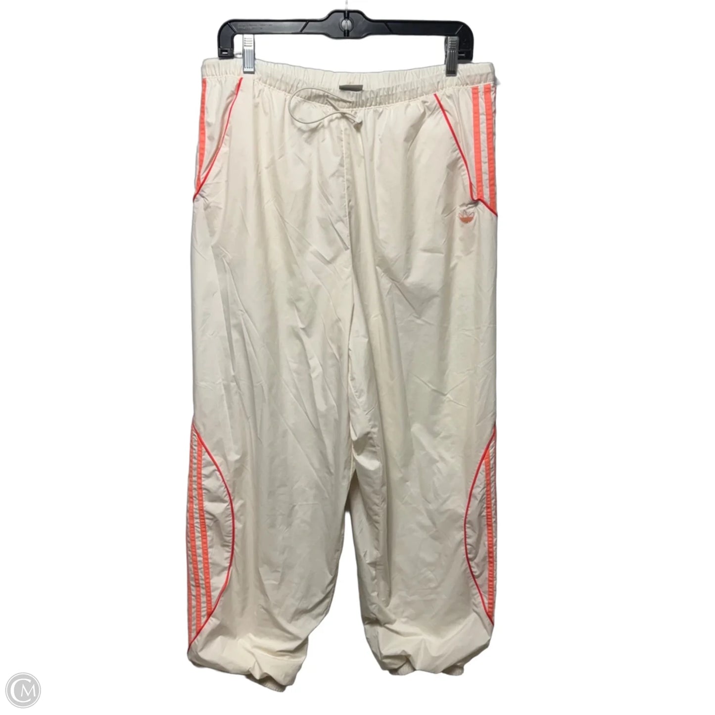 Athletic Pants By Adidas In Cream & Orange, Size: L
