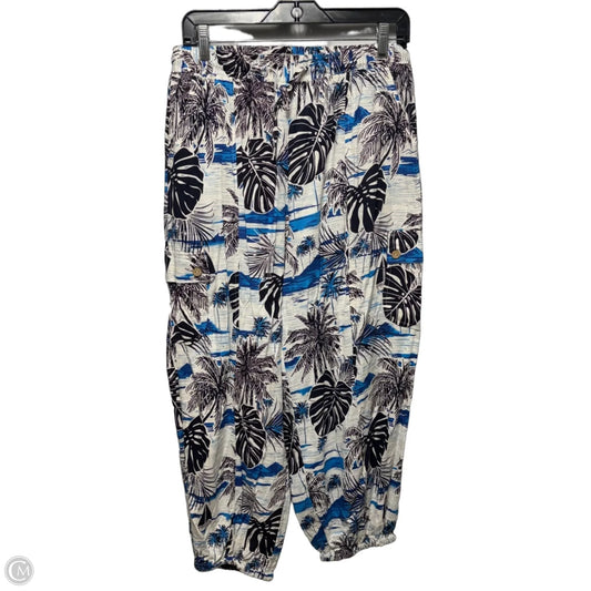 Linen Blend Pants By C And C In Tropical Print, Size: M