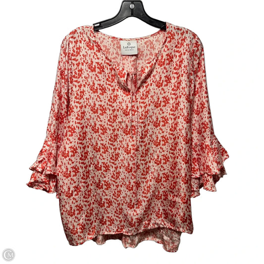 Silk Blouse 3/4 Sleeve By LaRoque In Orange & White, Size: L (estimated)