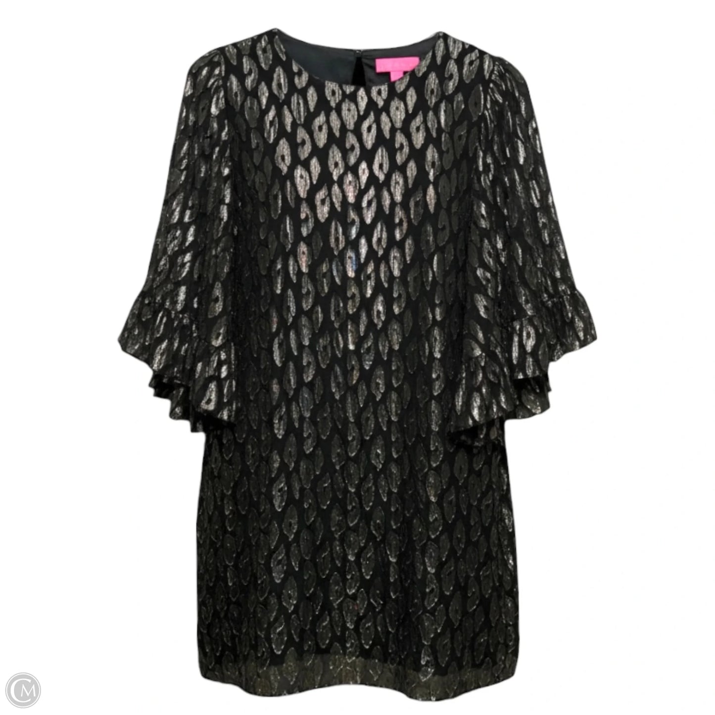 Francis Silk Dress Designer By Lilly Pulitzer In Onyx Leopard Metallic Clip, Size: S