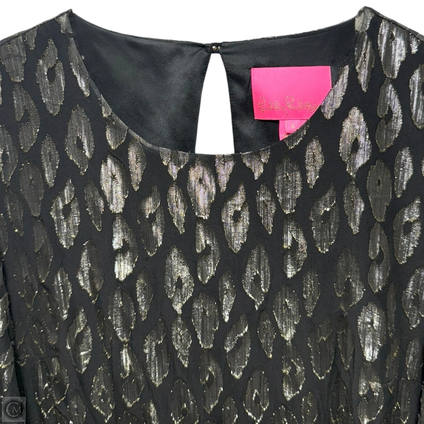 Francis Silk Dress Designer By Lilly Pulitzer In Onyx Leopard Metallic Clip, Size: S