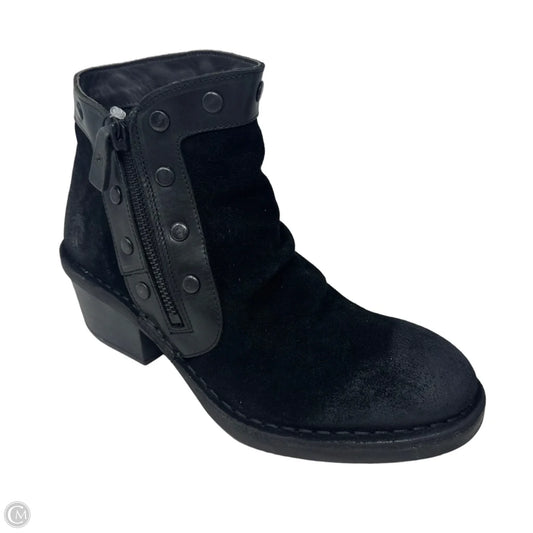 Duke Suede Boots Ankle Heels By Fly London In Black, Size: 7.5