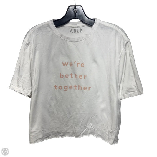“We’re Better Together” Top Short Sleeve By Able In White, Size: L