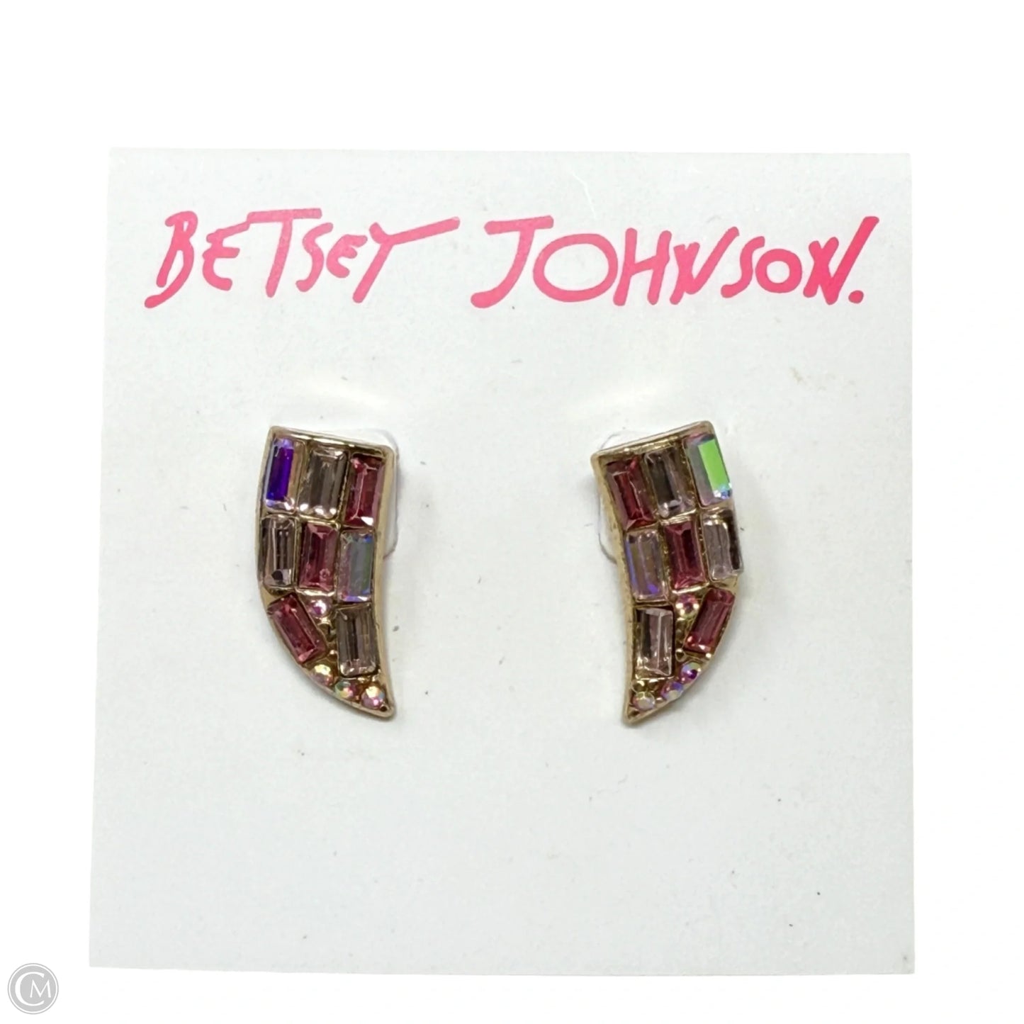 Swooping Horn Multi Rhinestone Earrings By Betsey Johnson