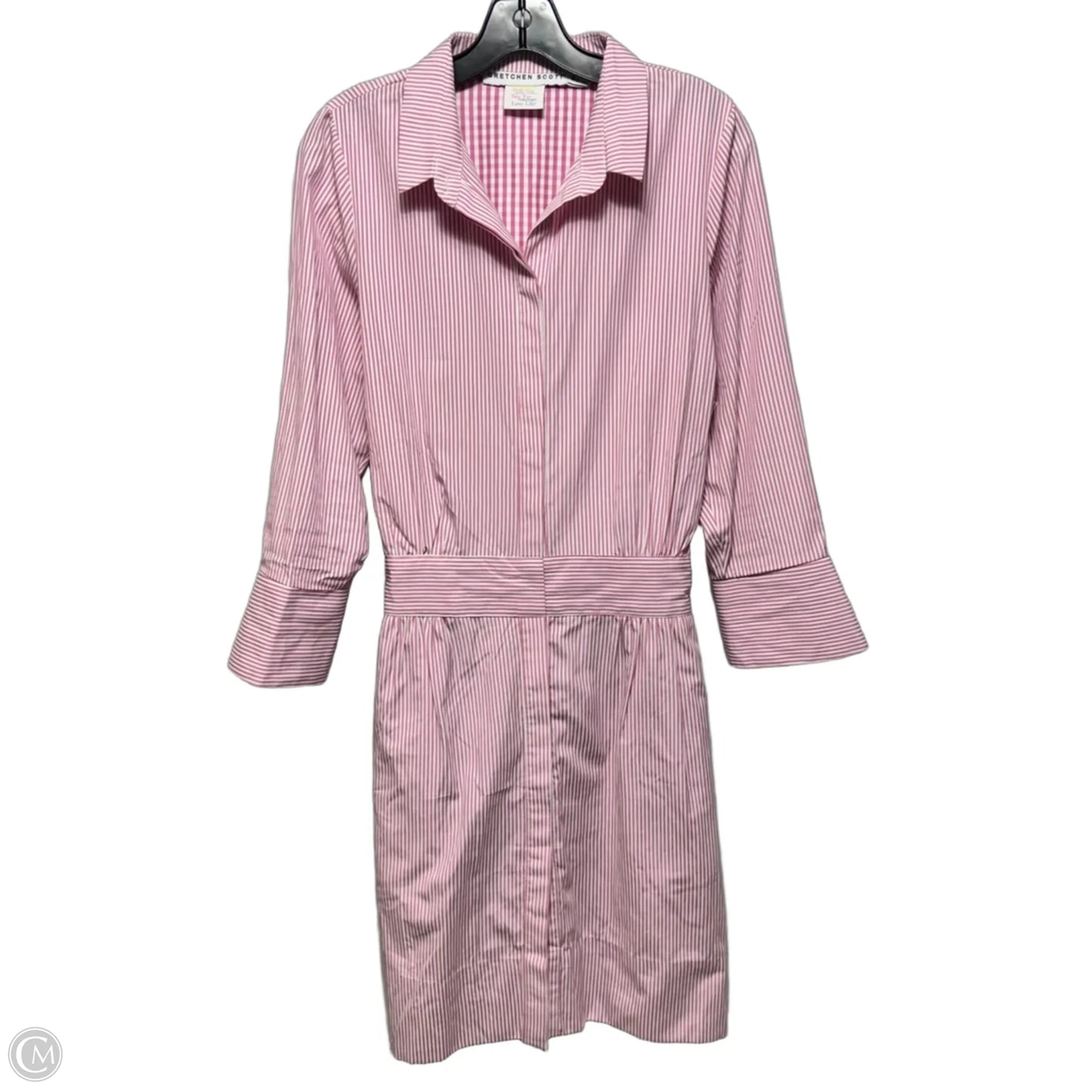 Tie Back Shirt-Dress Casual Midi By Gretchen Scott In Striped Pattern, Size: M