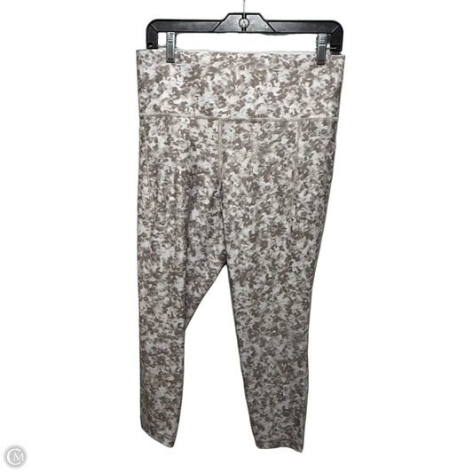 Athletic Leggings Capris By Athleta In Tan & White, Size: L